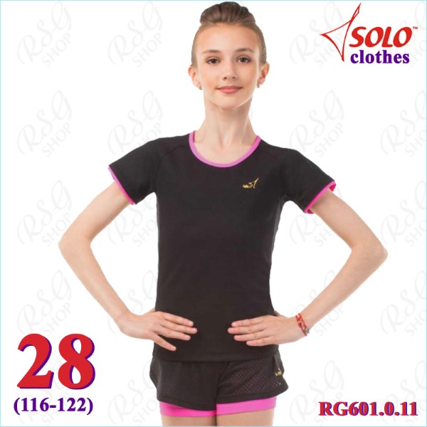 T-Shirt Solo Gr. 28 (116-122) col. Black-Neon Pink Art. RG601.0.11-28