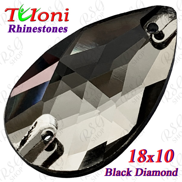 Strass Tuloni 10 pcs Black Diamond 18x10 Pear Sew-On Flat Back