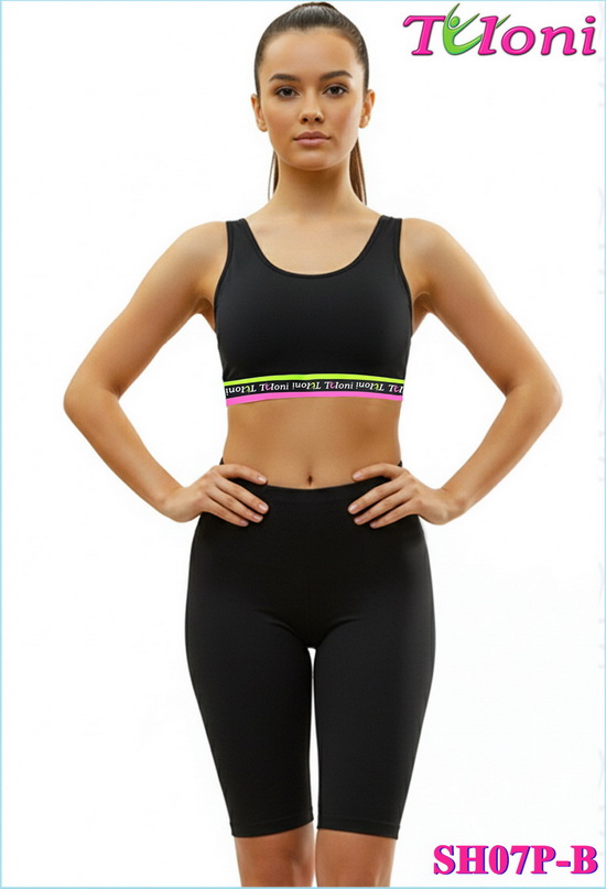 Шорты-велосипедки Tuloni черные до колен — вид спереди