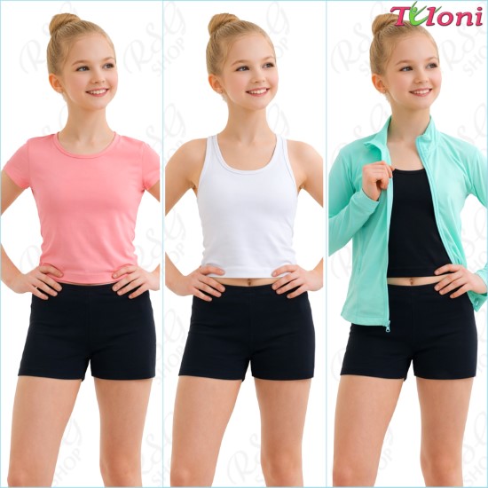 Kurze schwarze Shorts Tuloni — mit Gymnastik-Top