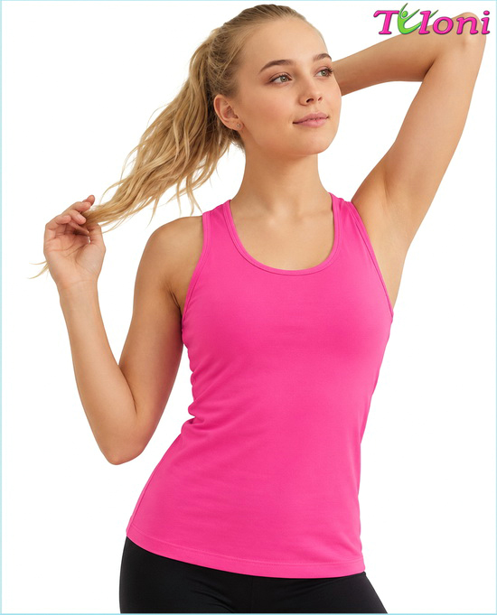 Bright pink Tuloni TL12 racerback top, front view