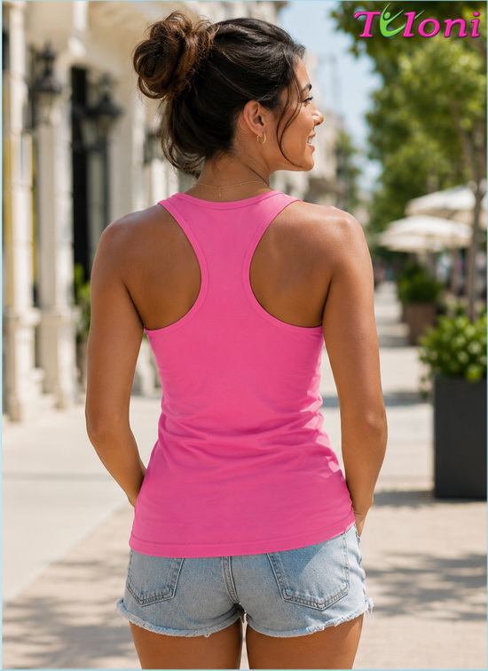 Bright pink Tuloni TL12 racerback top with an open back