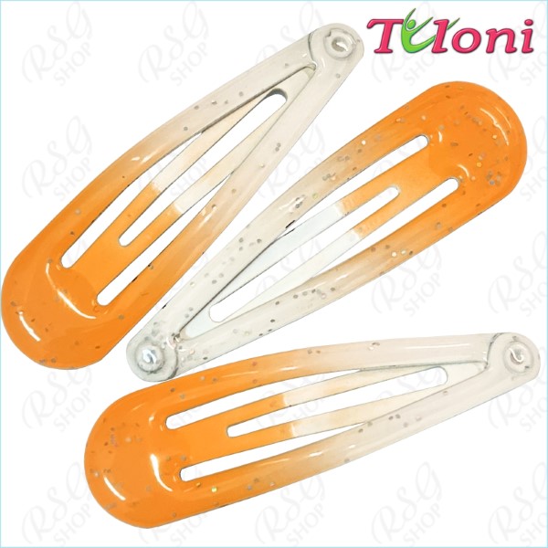 3 x Hair Clips Tuloni bi-col. Orange-White Art. BBJ-001-03-3