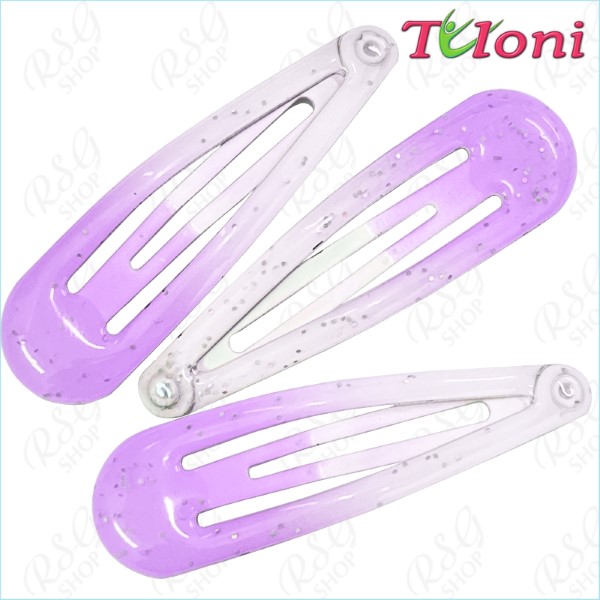 3 x Hair Clips Tuloni bi-col. Lilac-White Art. BBJ-001-08-3