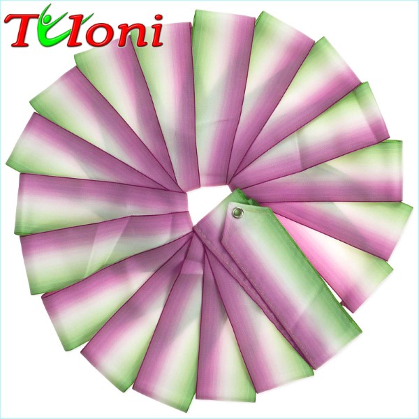 Dreifarbiges Band Tuloni 5m col. Green-White-Fuchsia Art. T0877