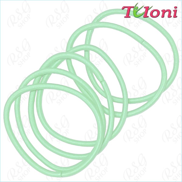 6 x Hair elastic bands Tuloni 3mm * 5cm col. Celadon Art. EHT-001-27-6