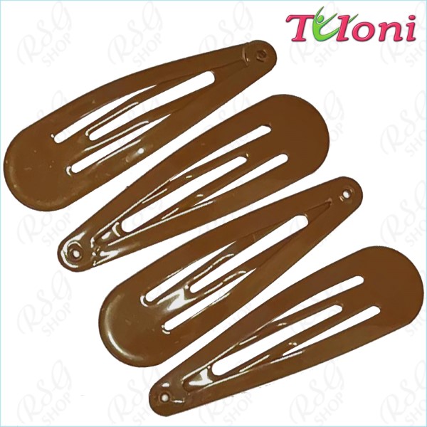 4 x Hair Clips Tuloni 5cm one-col. 07.Brown Art. EM-184-07-4