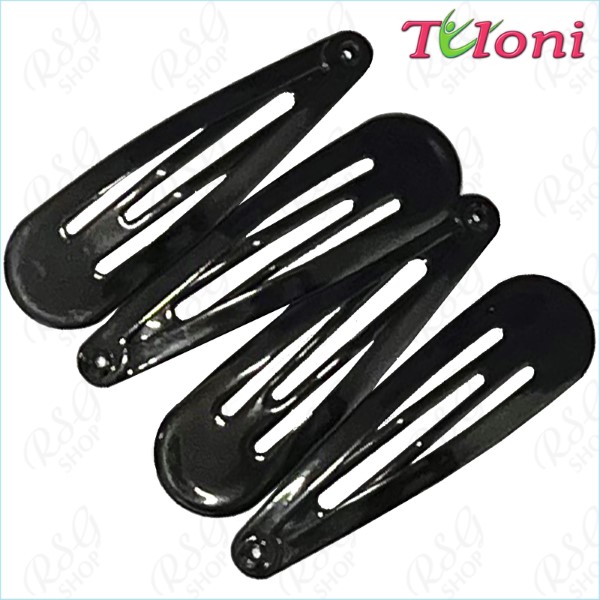 4 x Hair Clips Tuloni 5cm one-col. 27.Black Art. EM-184-27-4