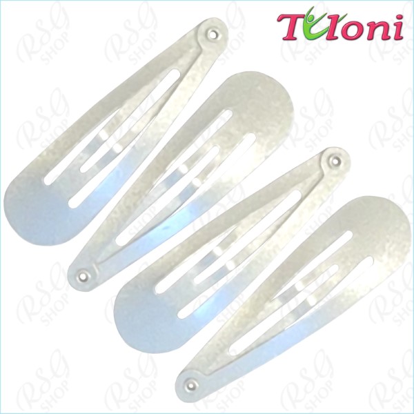 4 x Hair Clips Tuloni 5cm one-col. Silver Art. EM-184-01-4
