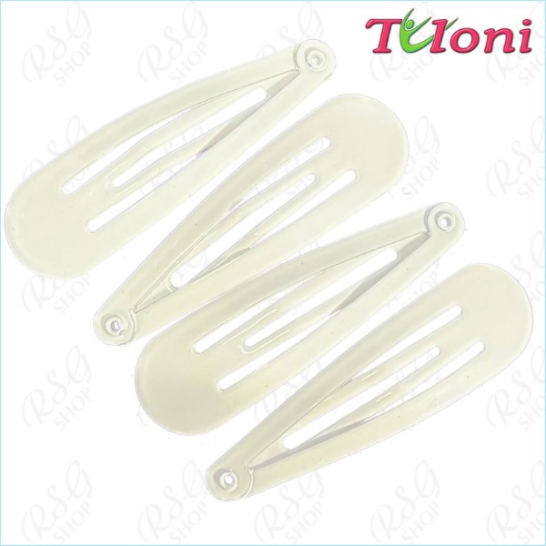 4 x Hair Clips Tuloni 5cm one-col. White Art. EM-184-00-4