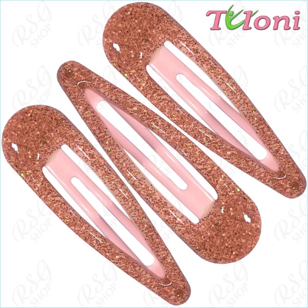 3 x Hair Clips Tuloni 5cm Glitter col. Pink Art. HBA202005-02-3