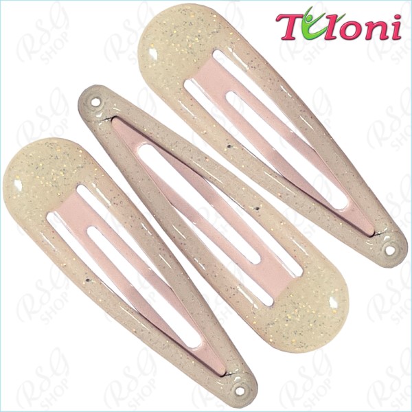 3 x Hair Clips Tuloni 5cm Glitter col. Lt.Pink Art. HBA202005-04-3