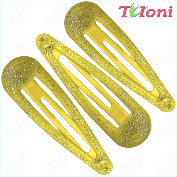 3 x Hair Clips Tuloni 5cm Glitter col. Blonde Art. HBA202005-05-3