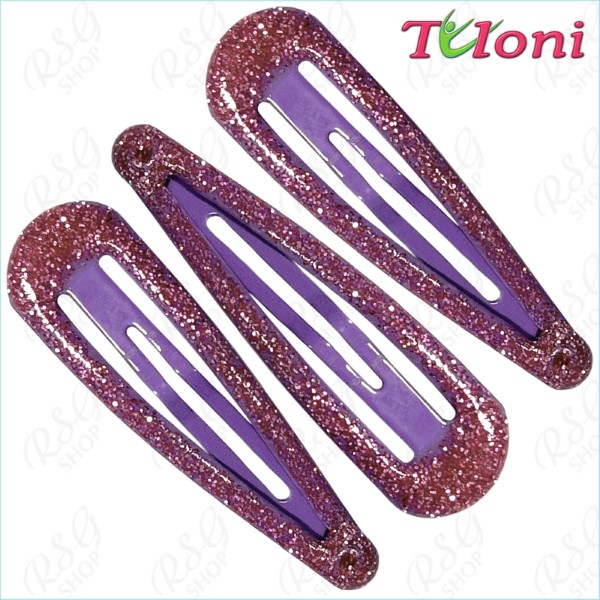 3 x Haarspangen Tuloni 5cm Glitter col. Purple Art. HBA202005-13-3