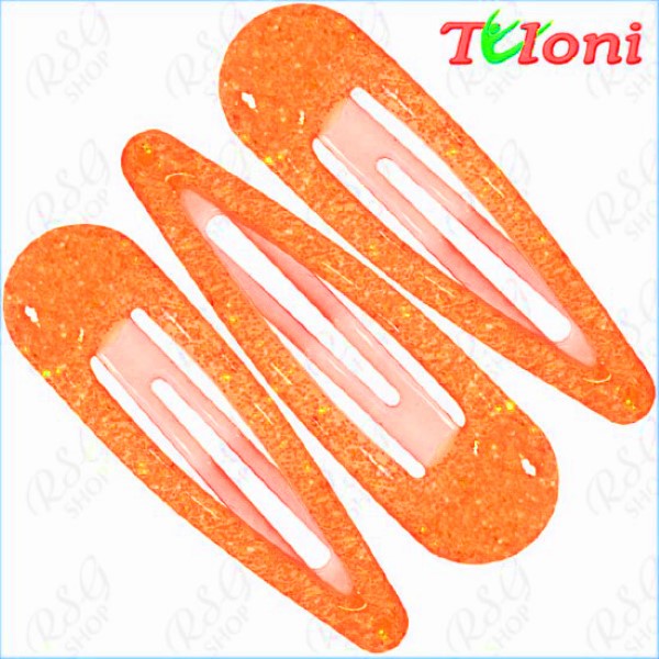 3 x Hair Clips Tuloni 5cm Glitter col. Lt.Orange Art. HBA202005-55-3
