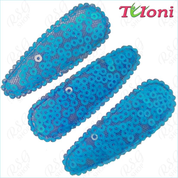 3 x Haarspangen Tuloni 5cm Sequins col. Turquoise Art. HBA202007-07-3