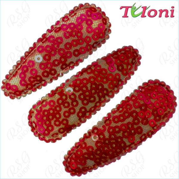 3 x Haarspangen Tuloni 5cm Sequins col. Red Art. HBA202007-12-3