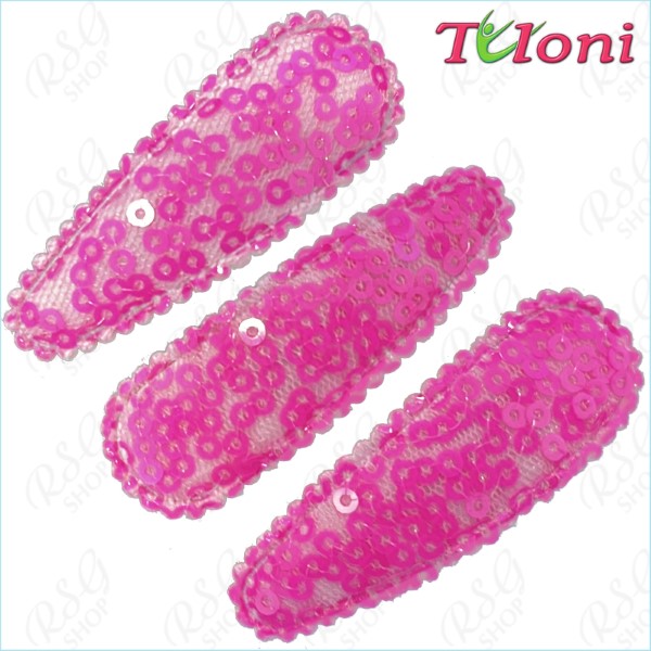 3 x Haarspangen Tuloni 5cm Sequins col. Neon Pink Art. HBA202007-13-3