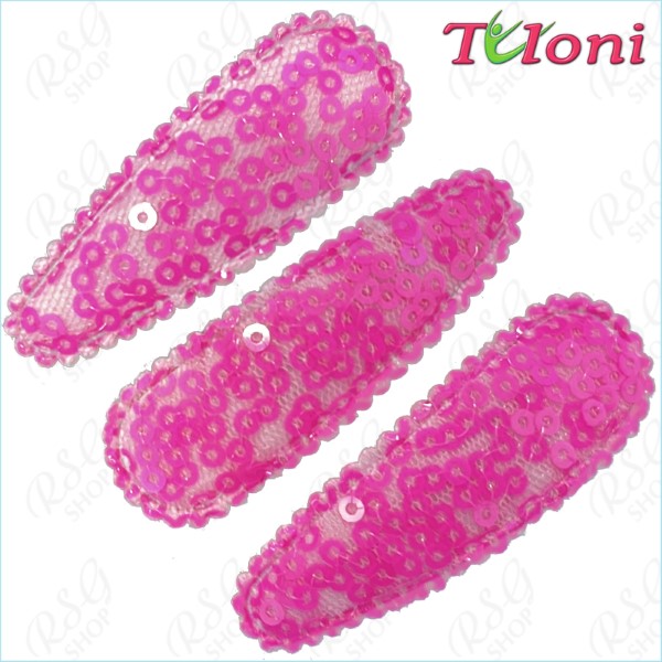 3 x Заколки для волос Tuloni 5cm Sequins col. Neon Pink HBA202007-13-3