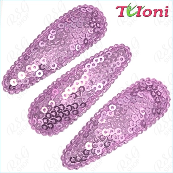 3 x Hair Clips Tuloni 5cm Sequins col. Lilac HBA202007-N05-3
