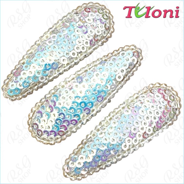 3 x Hair Clips Tuloni 5cm Sequins col. Sky-Blue HBA202007-N07-3