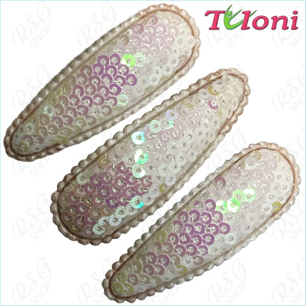 3 x Hair Clips Tuloni 5cm Sequins col. White HBA202007-N08-3