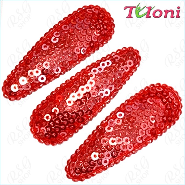 3 x Hair Clips Tuloni 5cm Sequins col. Red HBA202007-N12-3