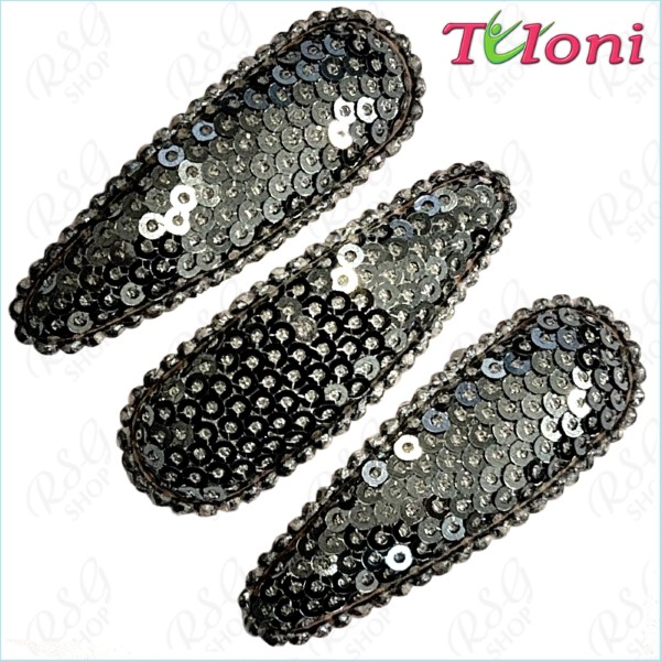 3 x Hair Clips Tuloni 5cm Sequins col. Black Diamond HBA202007-N23-3