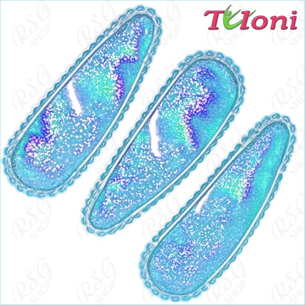 3 x Hair Clips Tuloni 5cm col. Turquoise HBA202008-12-3