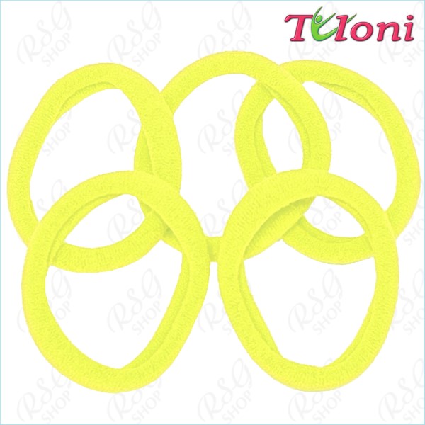 5 x Haargummis Tuloni 3,5cm col. Neon Yellow Art. HBC202011-10-5