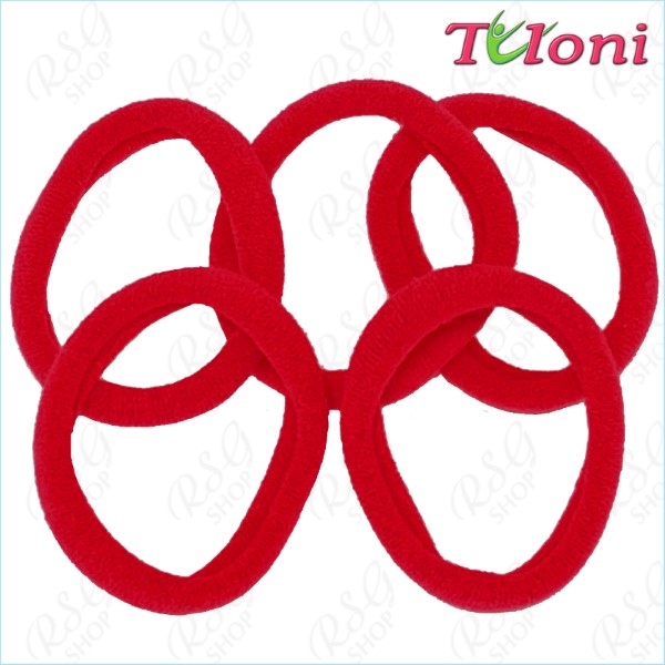 5 x Hair elastic bands Tuloni 3,5cm col. Bright Red Art. HBC202011-12-5