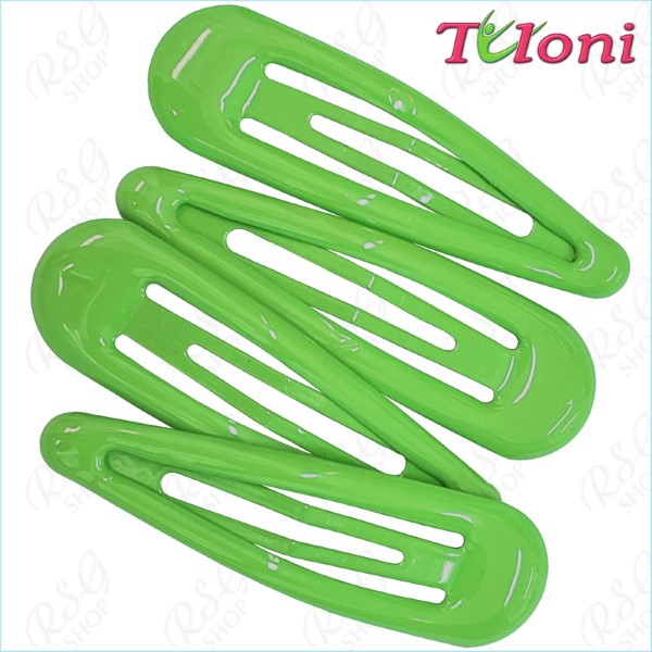 4 x Hair Clips Tuloni 5cm one-col. Green Art. HC001-14-4
