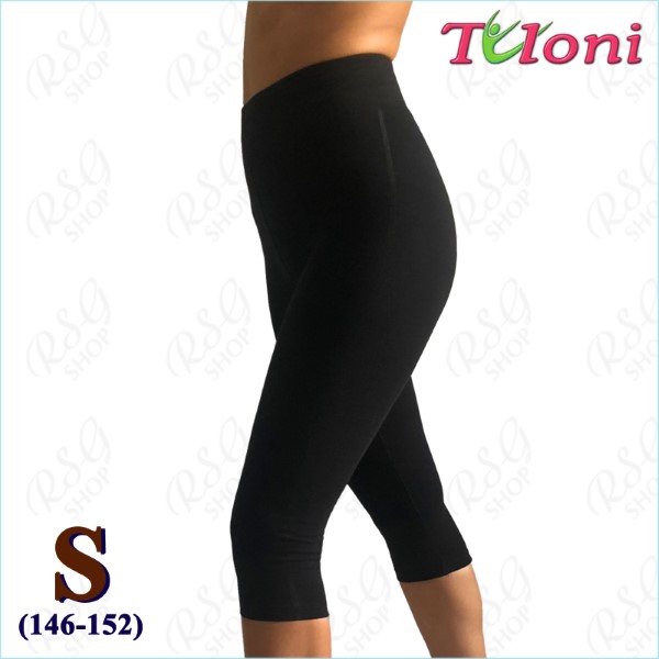 High Waist 3/4 Capri Leggings Tuloni LD02 s. S (146-152) Black LD02C-BS