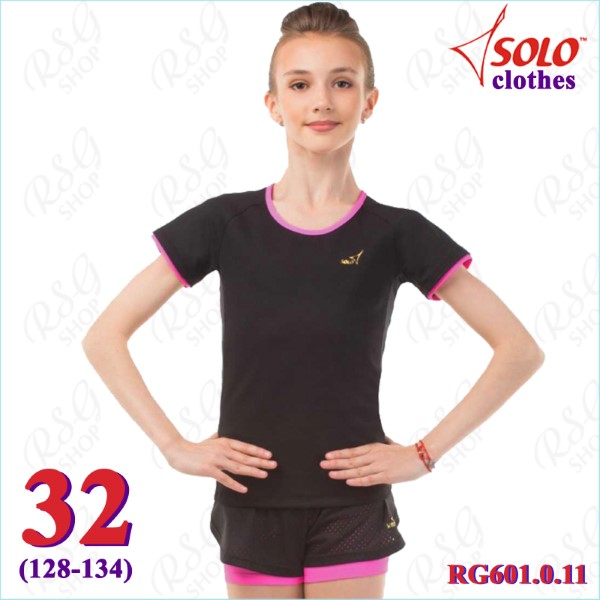T-Shirt Solo Gr. 32 (128-134) col. Black-Neon Pink Art. RG601.0.11-32