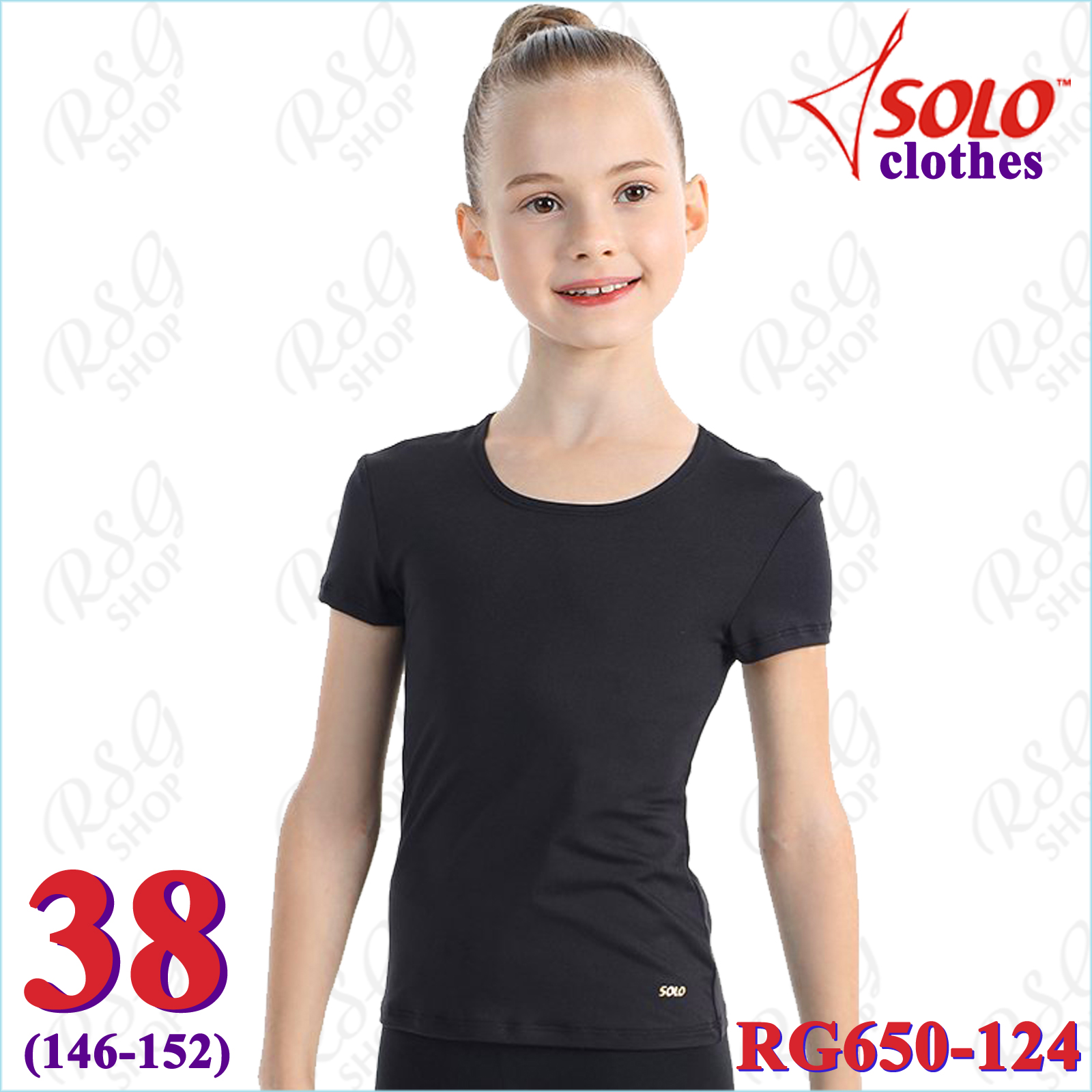 T-Shirt Solo Gr. 38 (146-152) col. Black Art. RG650-124-38