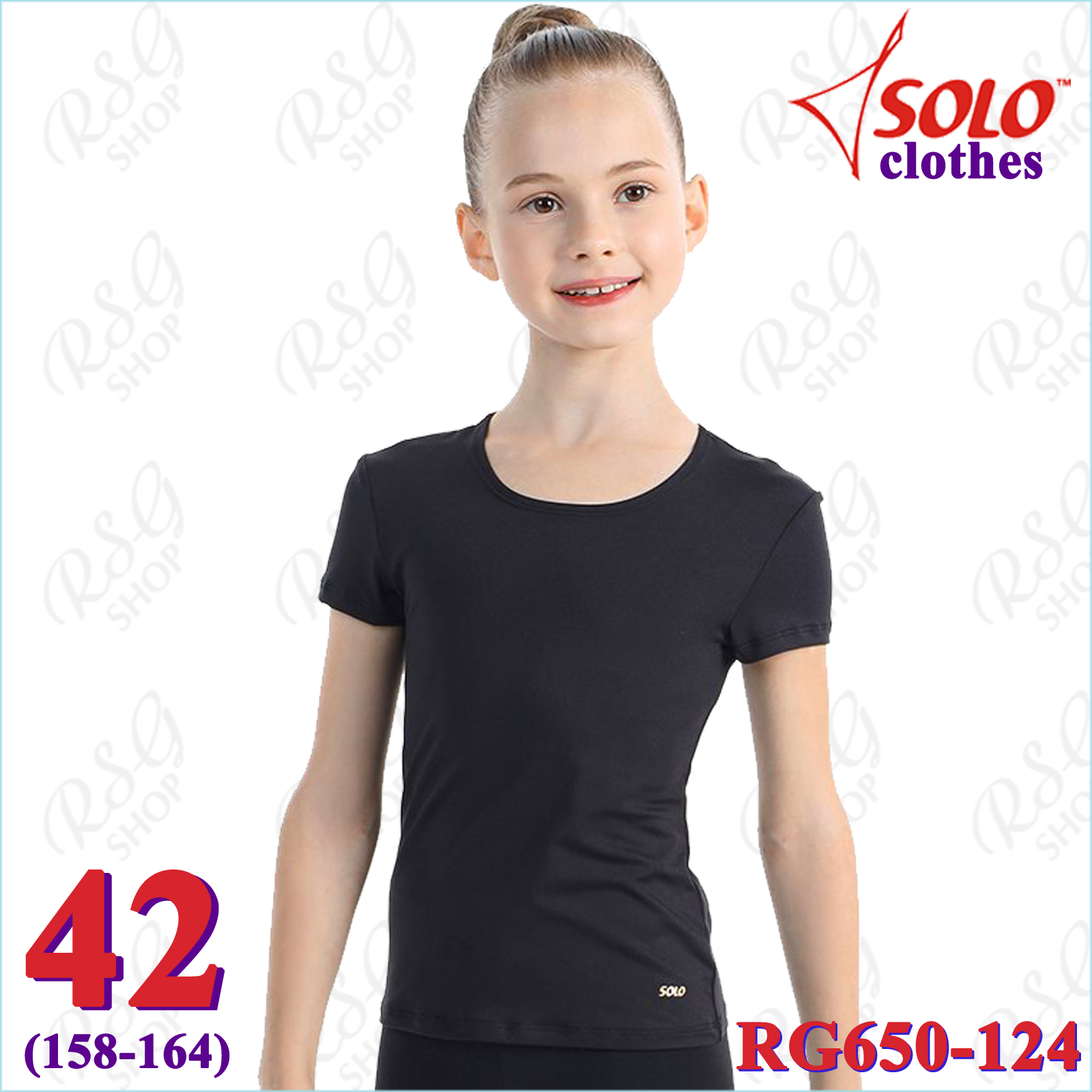 T-Shirt Solo Gr. 42 (158-164) col. Black Art. RG650-124-42
