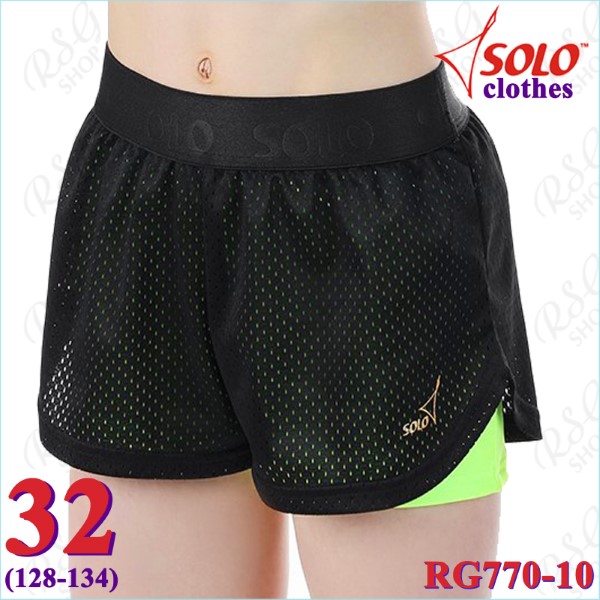 Doppelte Kurzhose Solo Gr. 32 (128-134) Black-Neon Green RG770-10-32