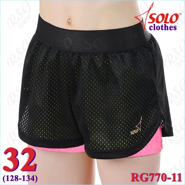 Двойные шорты Solo s. 32 (128-134) Black-Neon Pink RG770-11-32