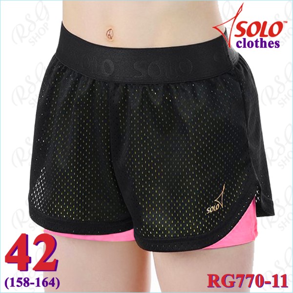 Двойные шорты Solo s. 42 (158-164) Black-Neon Pink RG770-11-42