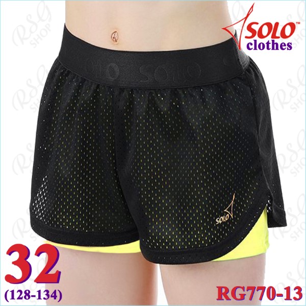 Doppelte Kurzhose Solo Gr. 32 (128-134) Black-Neon Lime RG770-13-32