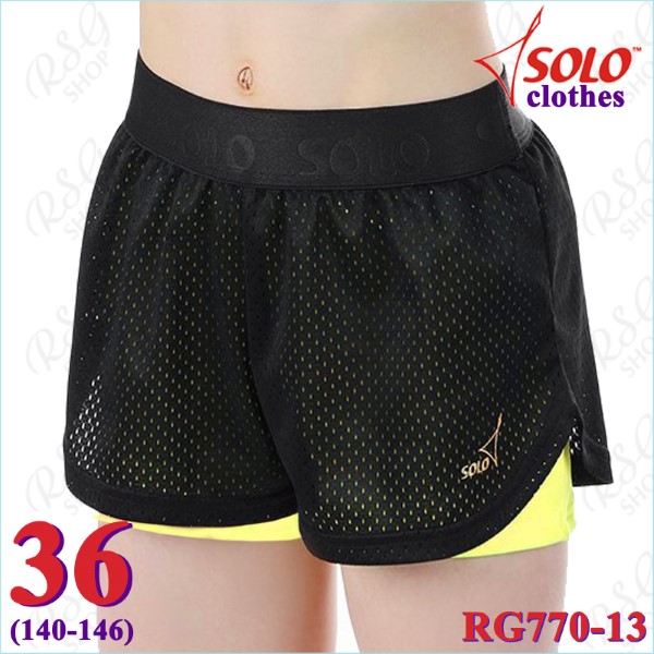 Doppelte Kurzhose Solo Gr. 36 (140-146) Black-Neon Lime RG770-13-36