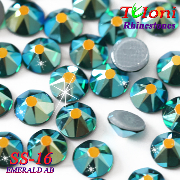 Стразы Tuloni SS16 col. Emerald AB 1440 mod. Elite HotFix