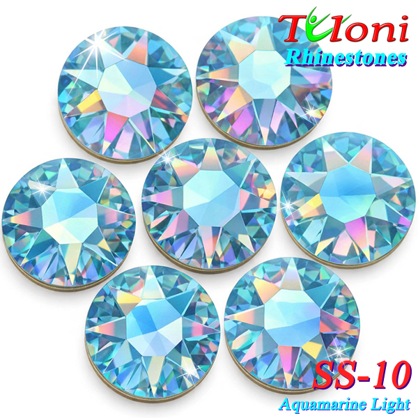 Стразы Tuloni SS10 col. Aquamarine Light 1440 mod. Basic HotFix