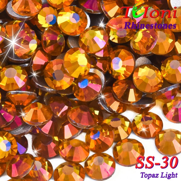 Стразы Tuloni SS30 col. Topaz Light 288 pcs mod. Basic HotFix
