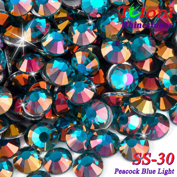 Стразы Tuloni SS30 col. Peacock Blue Light 288 pcs mod. Basic HotFix