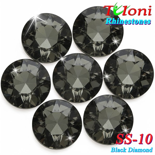 Strass Tuloni SS10 col. Black Diamond 1440 mod. Basic HotFix Flat Back