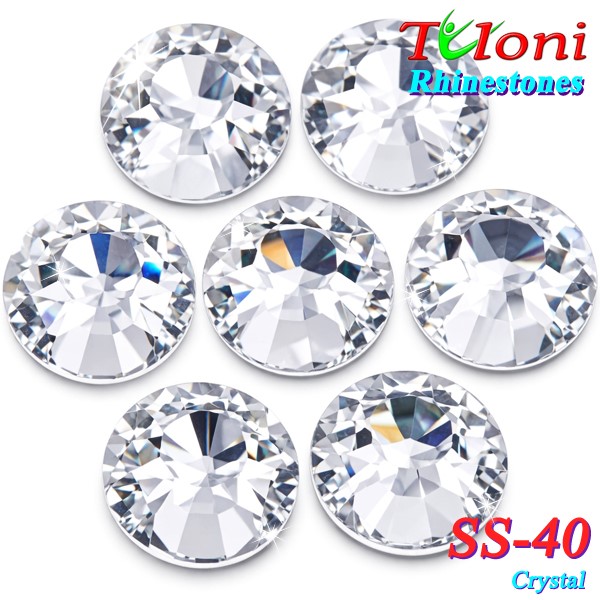 Rhinestones Tuloni SS40 Crystal 144 pcs No HotFix Flat Back