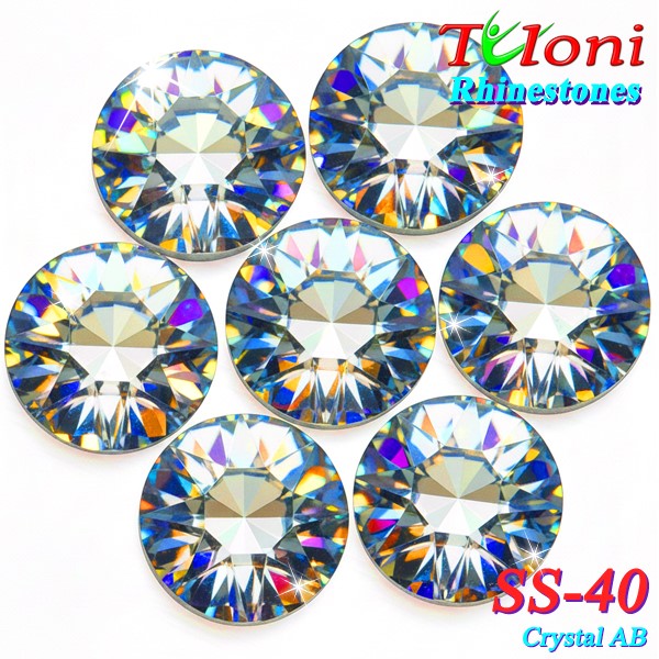 Rhinestones Tuloni SS40 Crystal AB 288 pcs No HotFix Flat Back