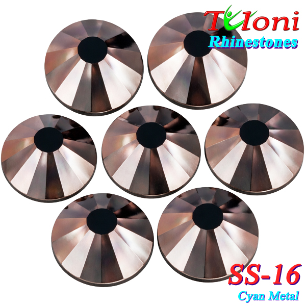 Стразы Tuloni SS16 col. Cyan Metal 1440 pcs. No HotFix