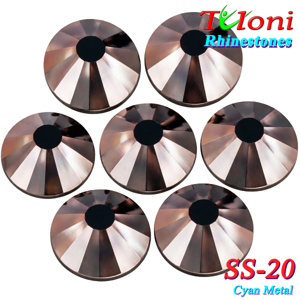 Rhinestones Tuloni SS20 col. Cyan Metal 1440 pcs. No HotFix